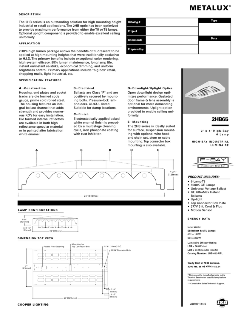 Cooper Lighting Metalux 2HB65 Specification sheet