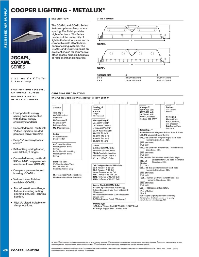 Cooper Lighting Metalux 2GCAML User manual Cooper Lighting Metalux 2GCAML User manual