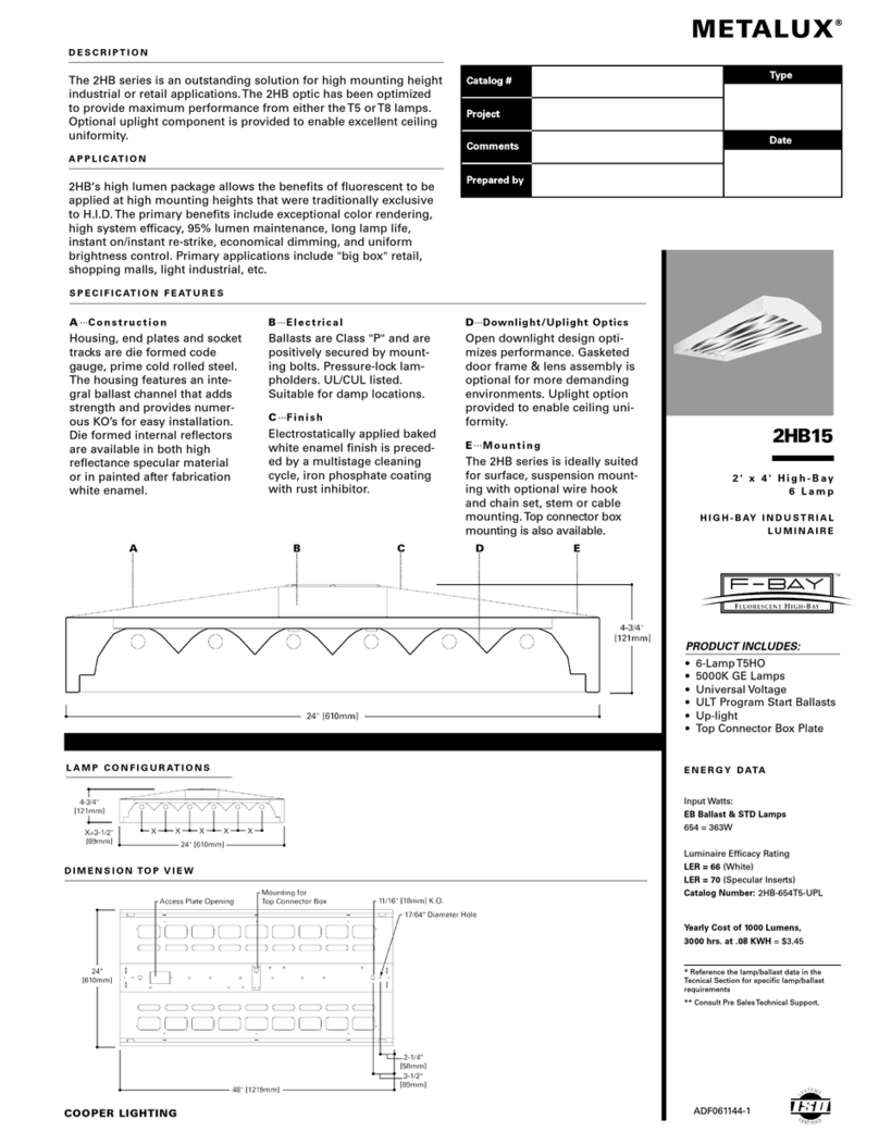 Cooper Lighting METALUX 2HB15 User manual Cooper Lighting METALUX 2HB15 User manual