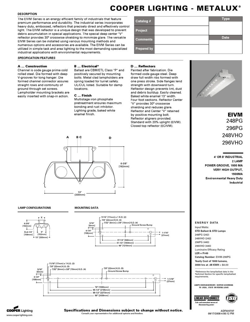 Cooper Lighting METALUX 248VHO User manual
