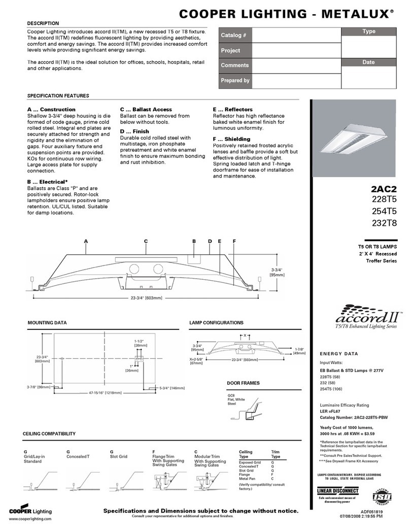 Cooper Lighting Metalux 232T8 User manual