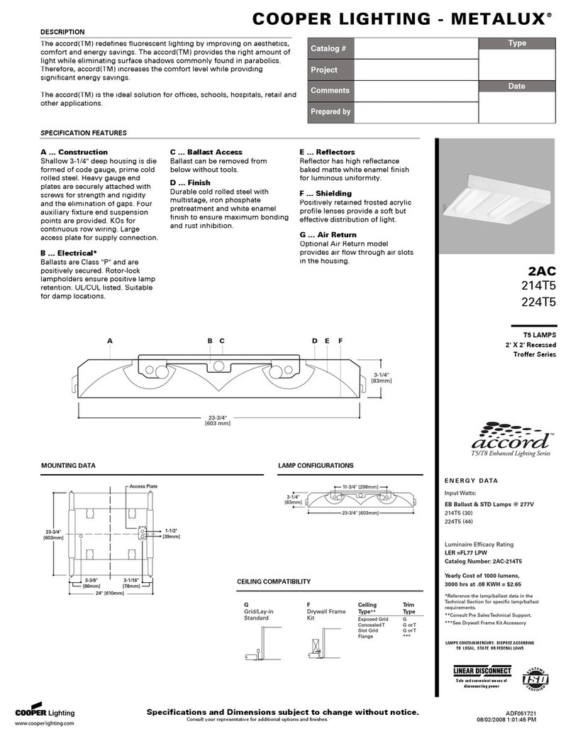 Cooper Lighting METALUX 214T5 User manual