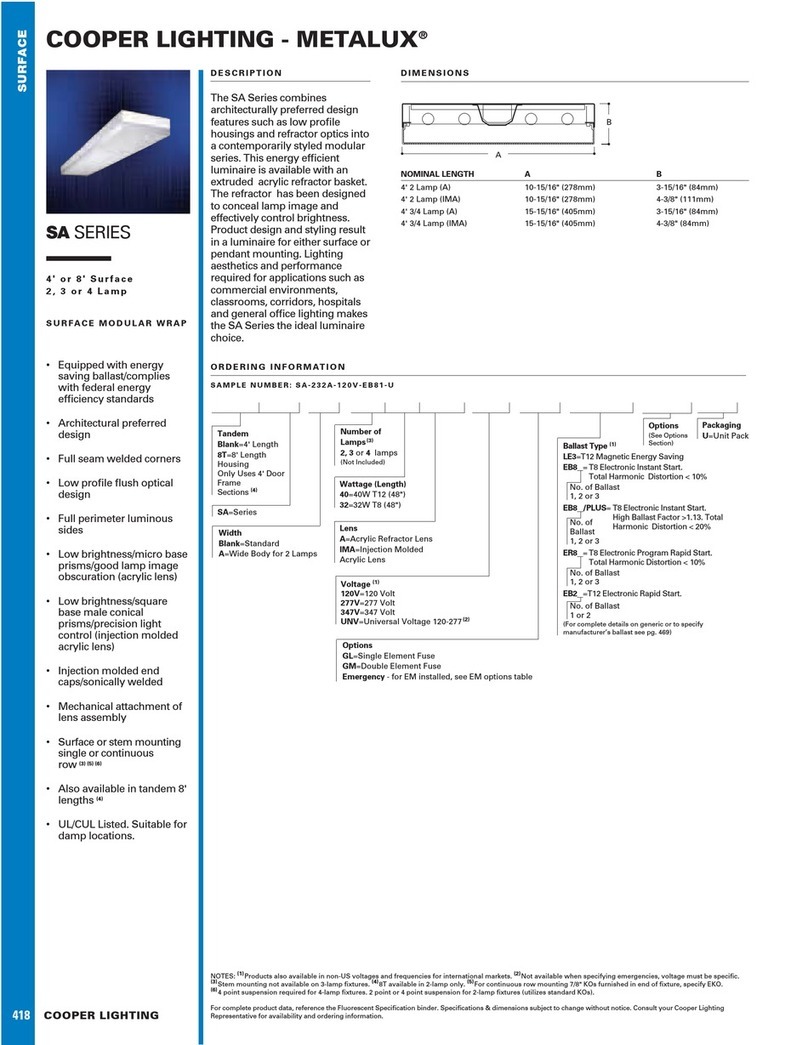 Cooper Lighting Metalux SA SERIES Specifications