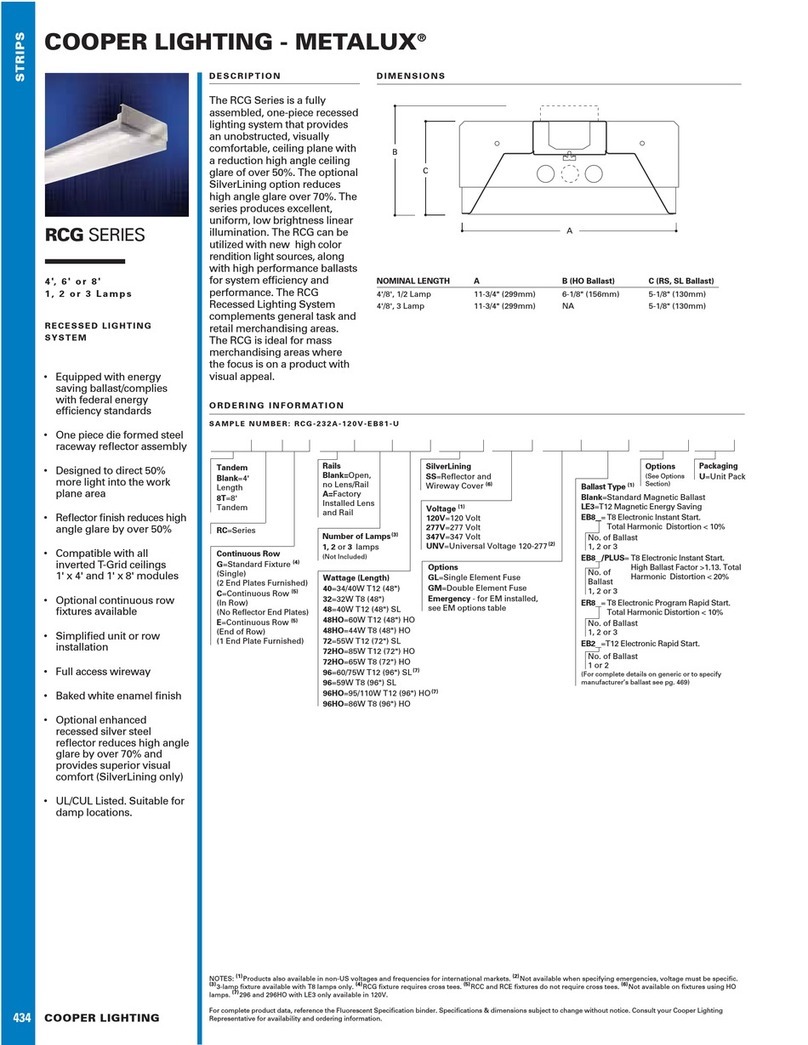 Cooper Lighting Metalux RCG Series User manual