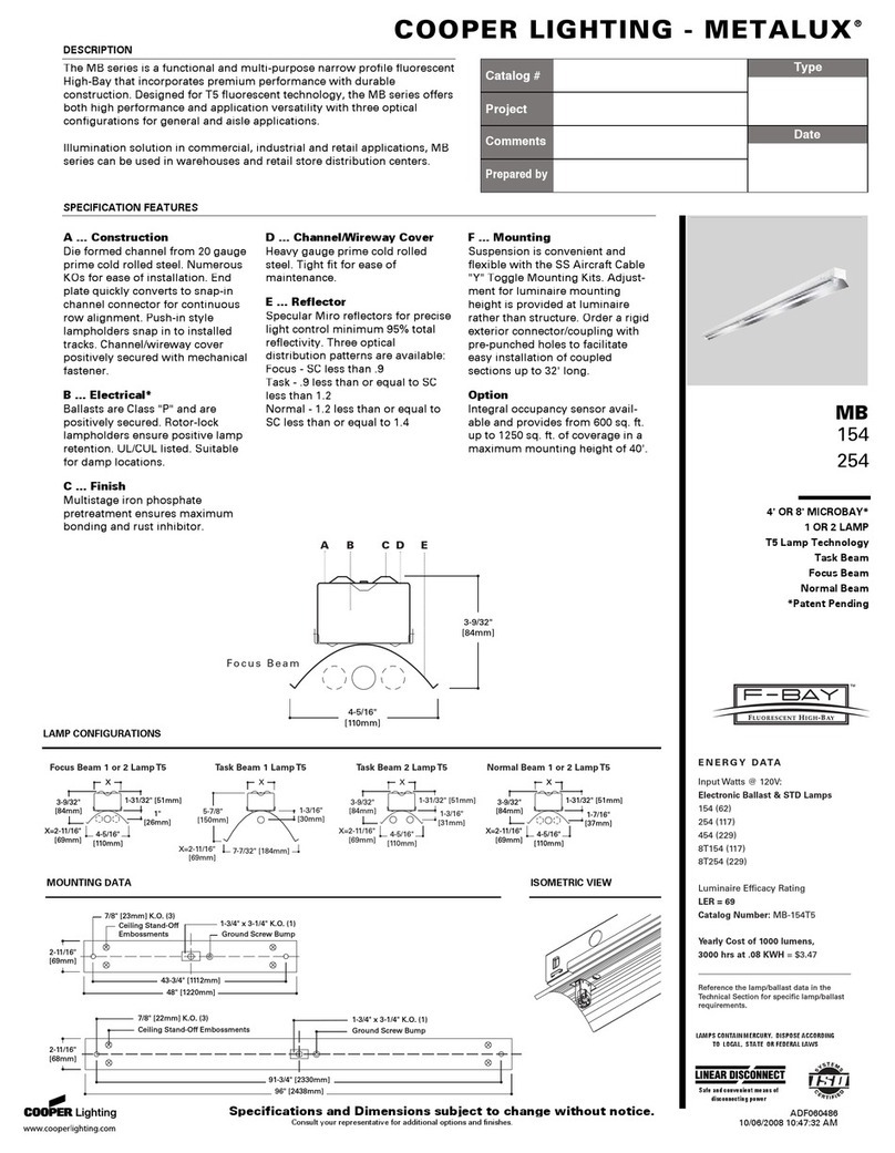 Cooper Lighting Metalux MB154 Specifications Cooper Lighting Metalux MB154 Specifications