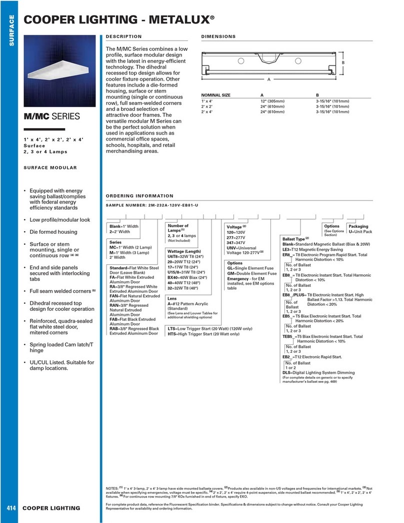 Cooper Lighting Metalux M Series User manual