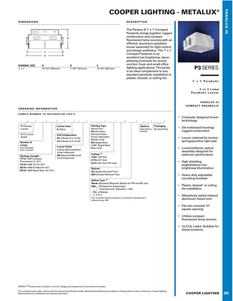 Cooper Lighting Metalux P3 Series User manual
