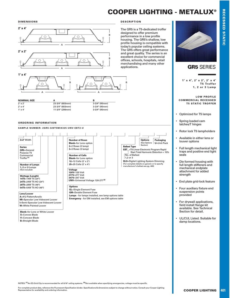 Cooper Lighting Metalux GR5 SERIES User manual Cooper Lighting Metalux GR5 SERIES User manual
