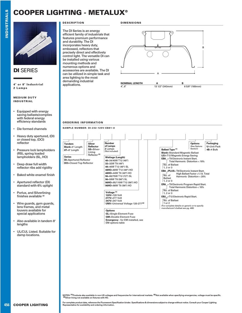 Cooper Lighting Metalux DI SERIES User manual Cooper Lighting Metalux DI SERIES User manual
