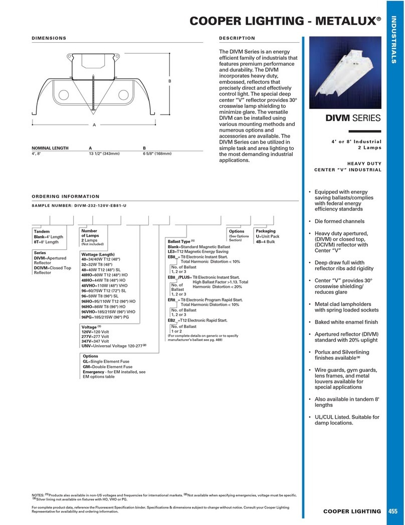 Cooper Lighting Metalux DIVM User manual Cooper Lighting Metalux DIVM User manual