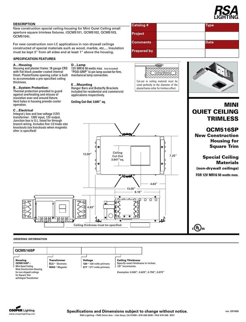 RSA Lighting QCM516SP User manual RSA Lighting QCM516SP User manual