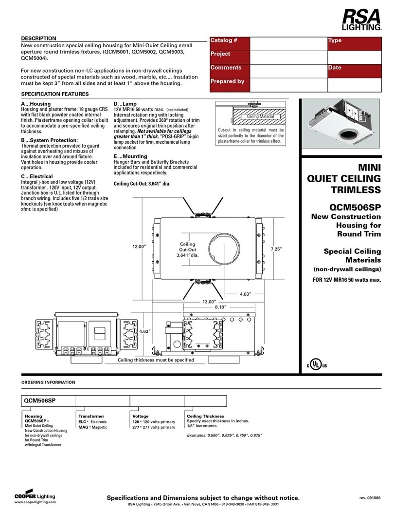 RSA Lighting QCM506SP User manual