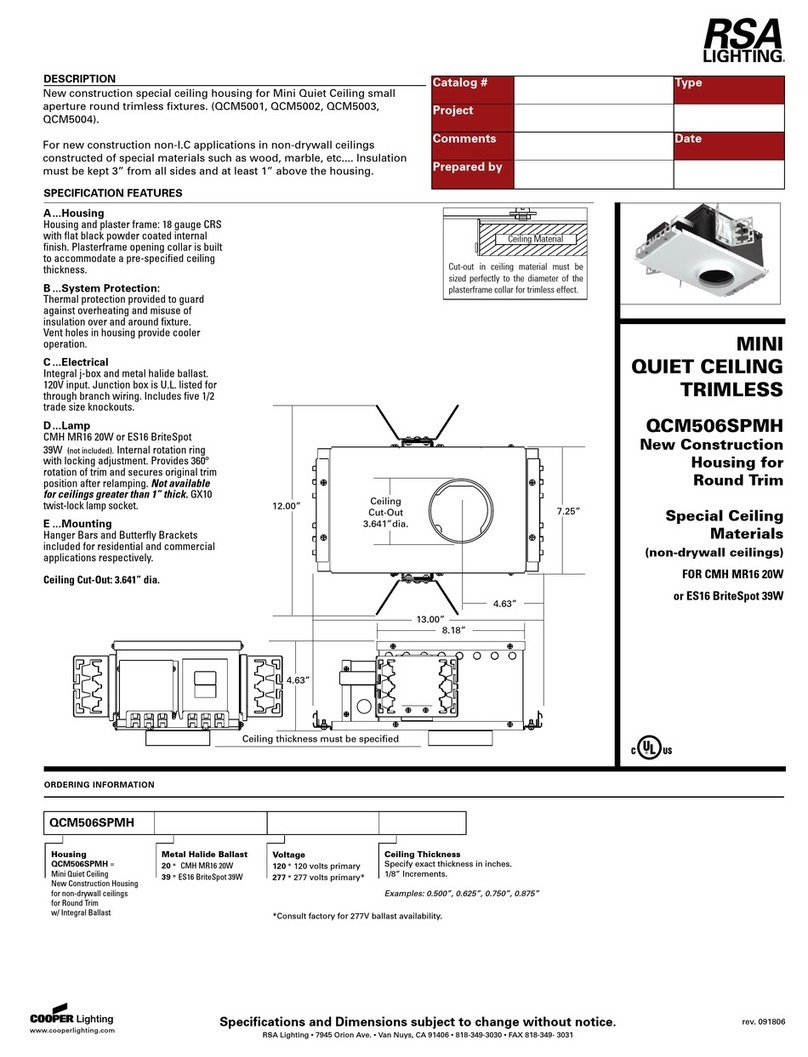RSA Lighting QCM506SPMH User manual RSA Lighting QCM506SPMH User manual