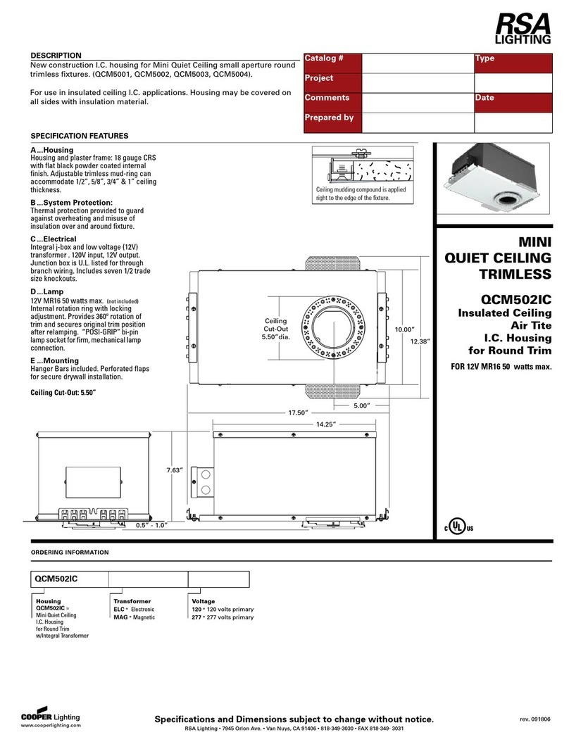 RSA Lighting QCM502IC User manual