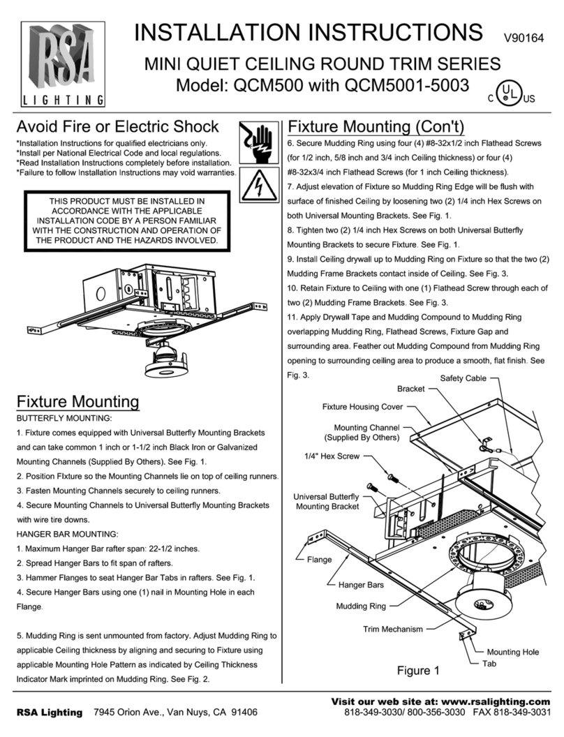RSA Lighting QCM5001-5003 User manual RSA Lighting QCM5001-5003 User manual