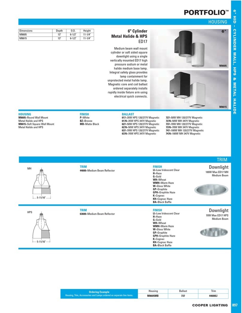 Cooper Lighting Portfolio M8605 User manual