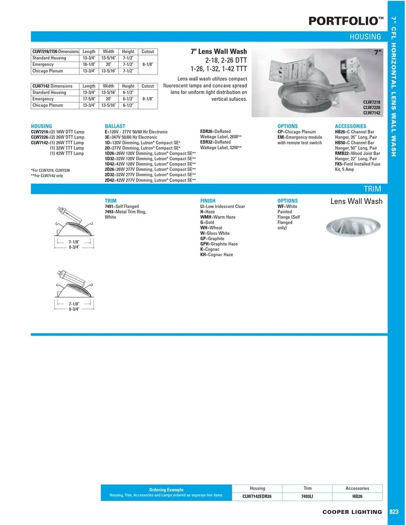 Cooper Lighting Portfolio CLW7142 User manual