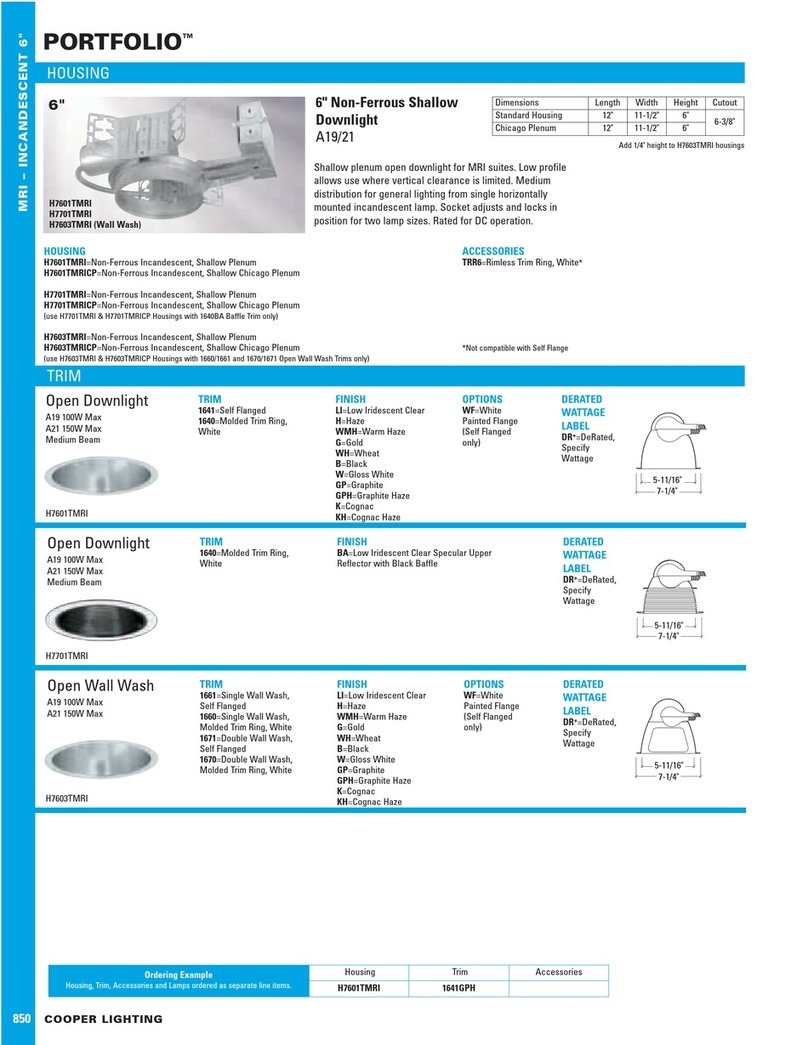 Cooper Lighting Portfolio H7601TMRI User manual Cooper Lighting Portfolio H7601TMRI User manual