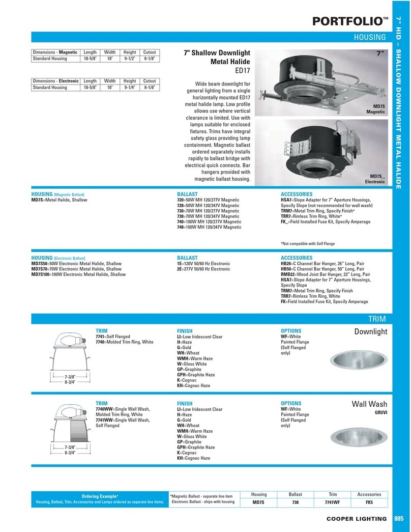 Cooper Lighting Portfolio 885 User manual Cooper Lighting Portfolio 885 User manual