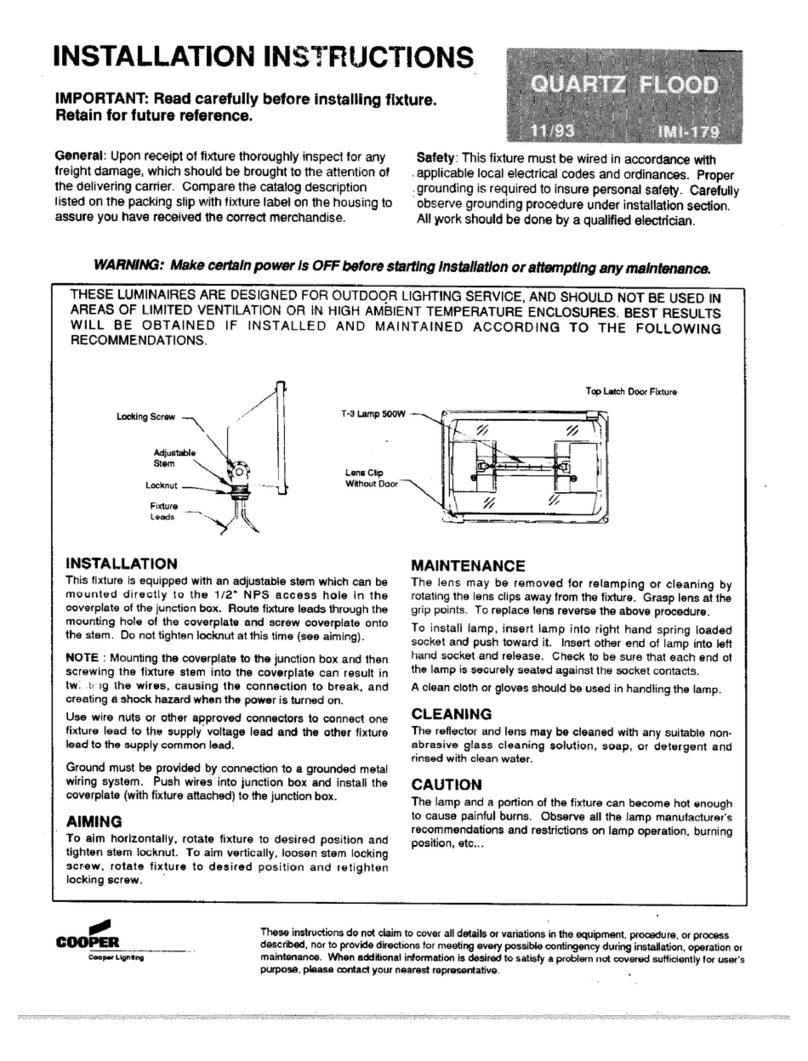 Cooper Lighting Quartz Flood IMI-179 User manual