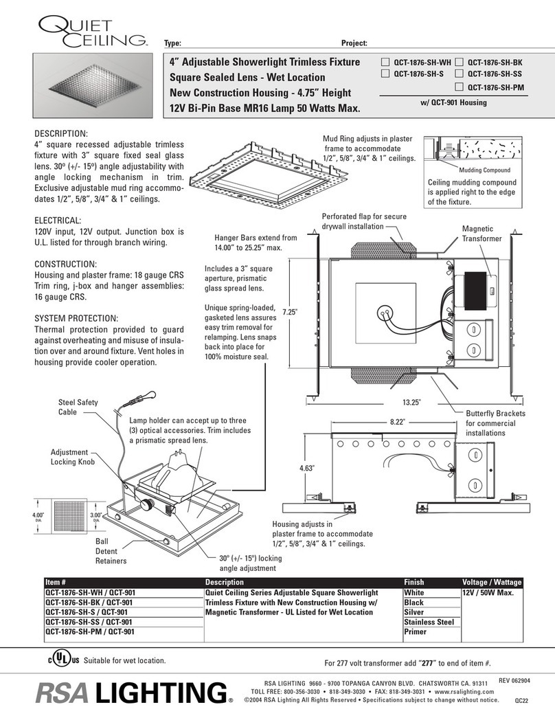 Cooper Lighting Quiet Ceiling Series QCT-1876-SH-BK User manual