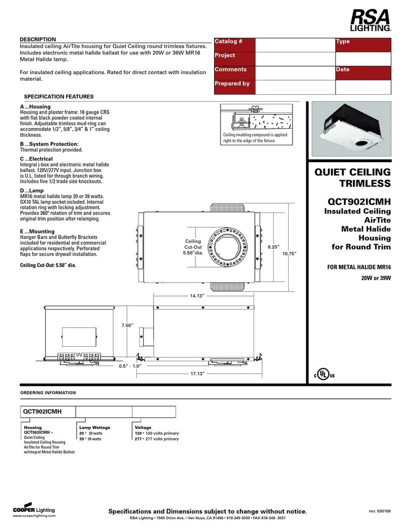 RSA Lighting QCT902ICMH User manual