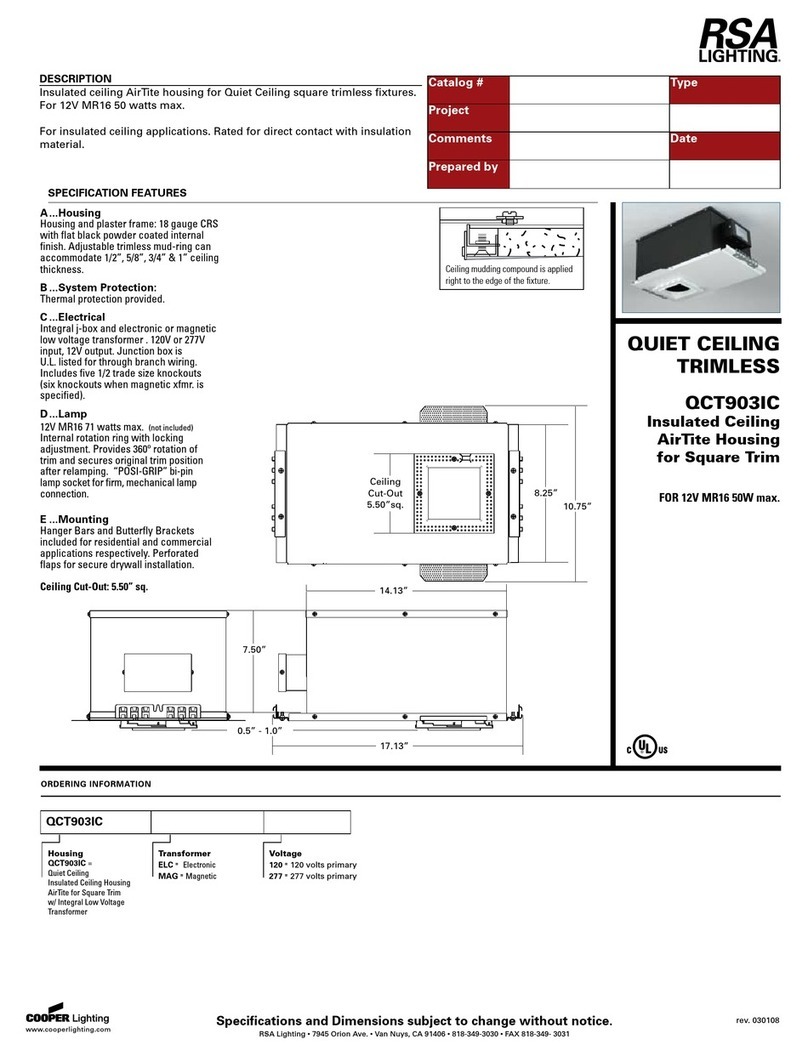 RSA Lighting QCT903IC User manual
