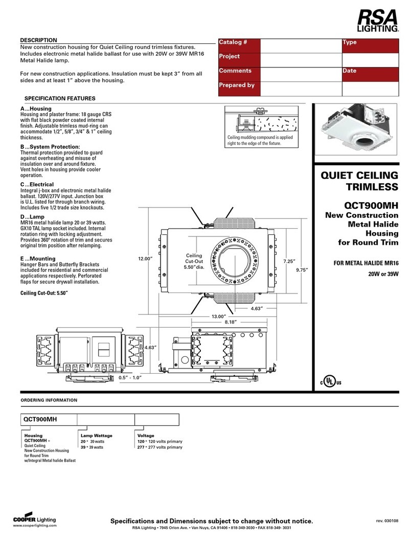 RSA Lighting QCT900MH User manual