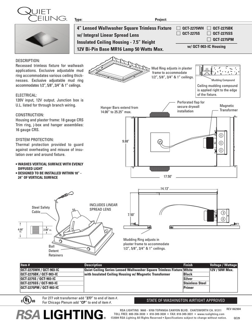 RSA Lighting QCT-2275BK Specification sheet RSA Lighting QCT-2275BK Specification sheet