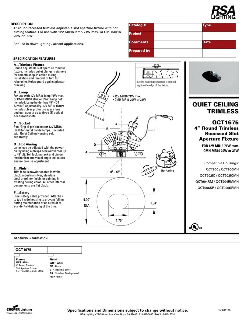 RSA Lighting QCT1675 User manual
