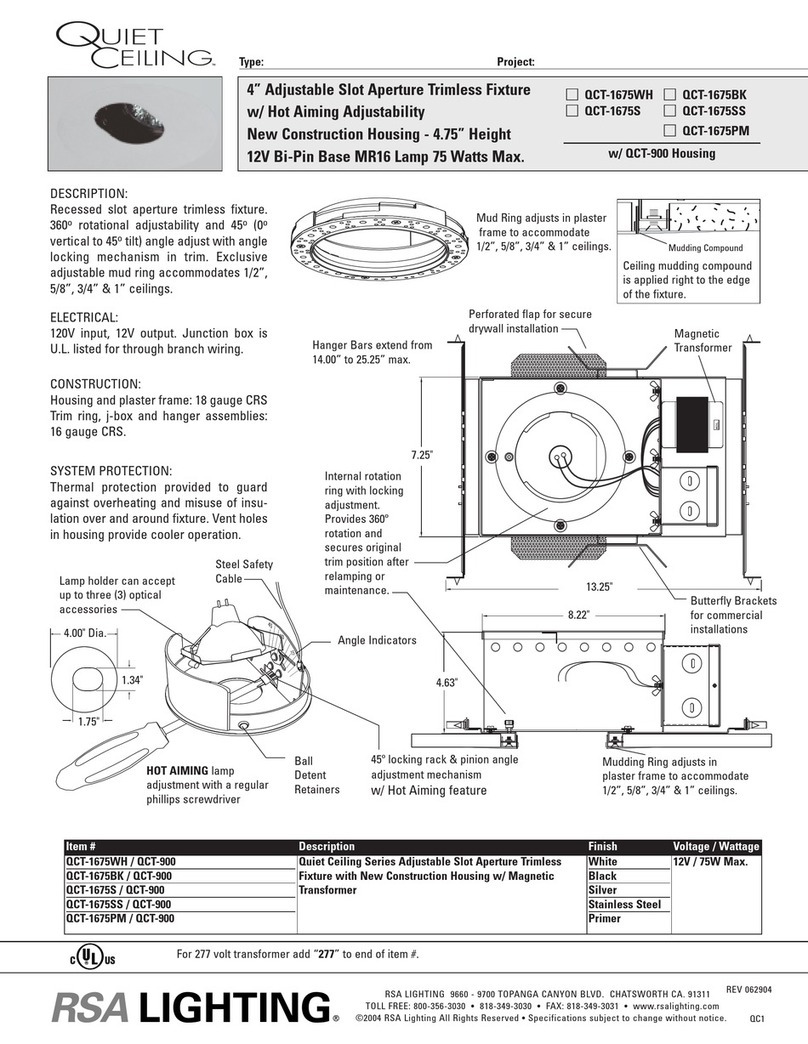RSA Lighting QCT-1675BK Specification sheet