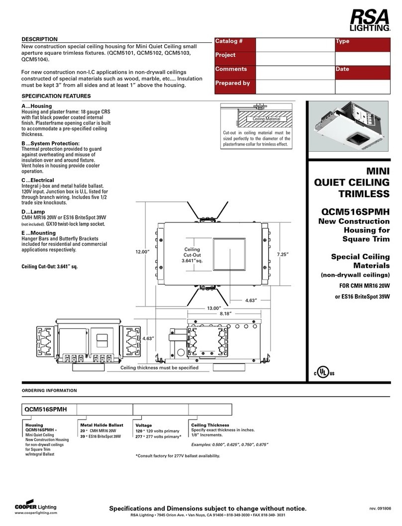 RSA Lighting QCM516SPMH User manual RSA Lighting QCM516SPMH User manual