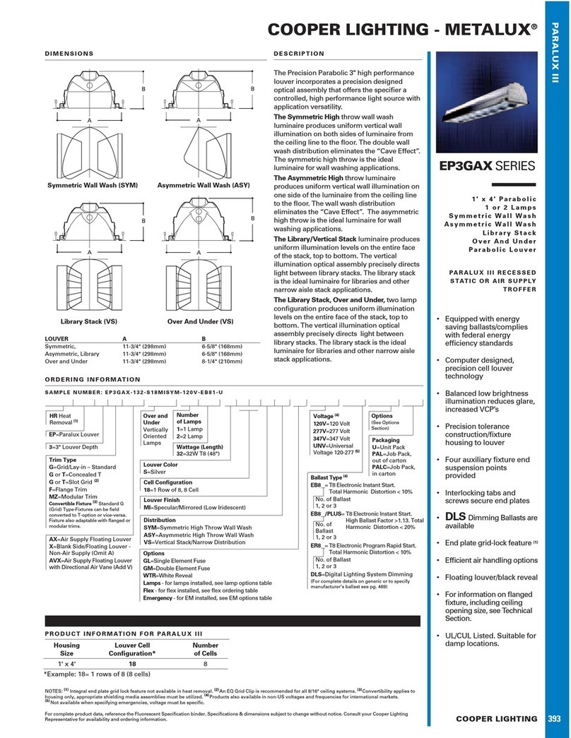 Cooper Lighting Paralux III EP3GAX Series User manual Cooper Lighting Paralux III EP3GAX Series User manual