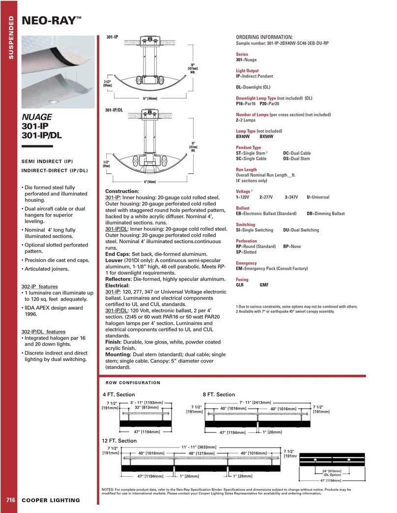 Cooper Lighting Nuage 301-IP User manual