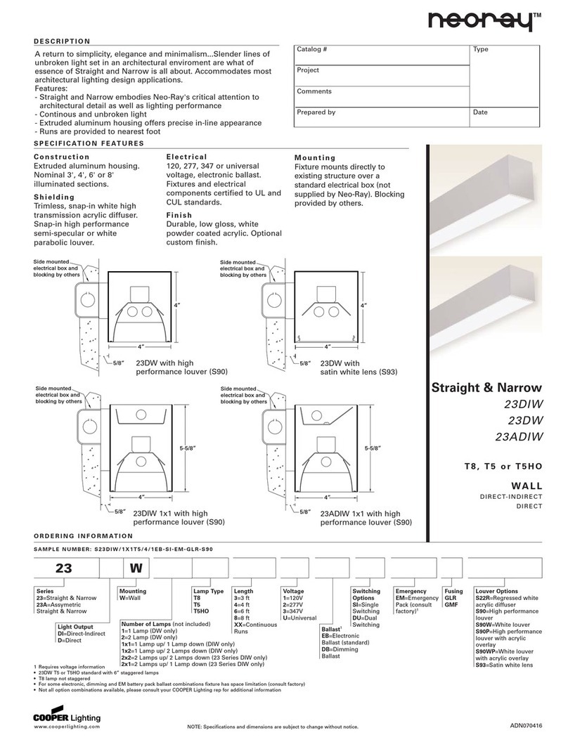 Cooper Lighting nooray 23ADIW User manual