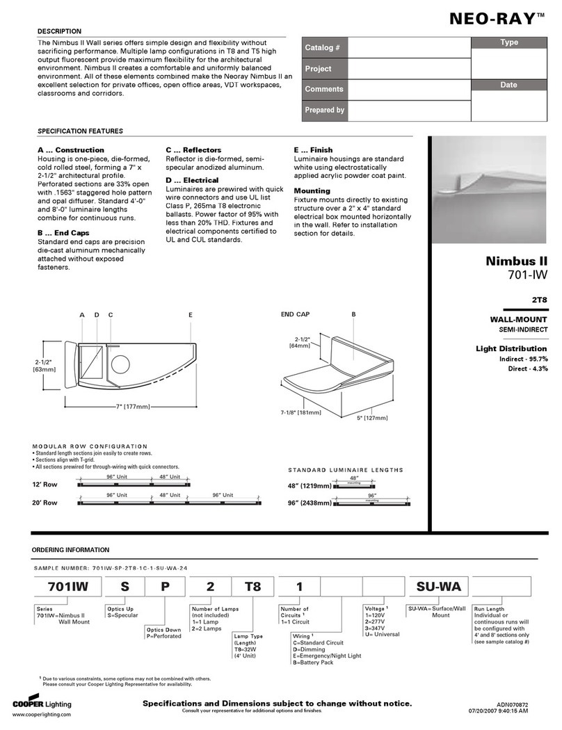 Cooper Lighting Nimbus II Wall Series 701-IW specification Cooper Lighting Nimbus II Wall Series 701-IW specification