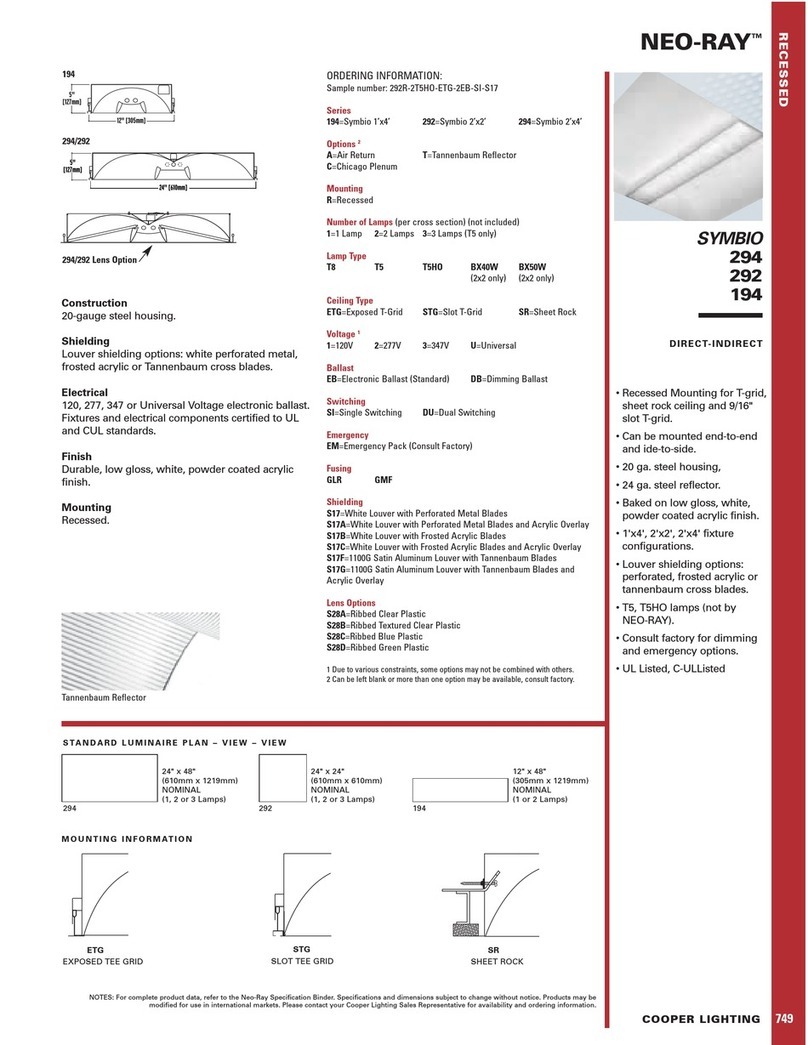 Cooper Lighting Neo-Ray Symbio 194 User manual
