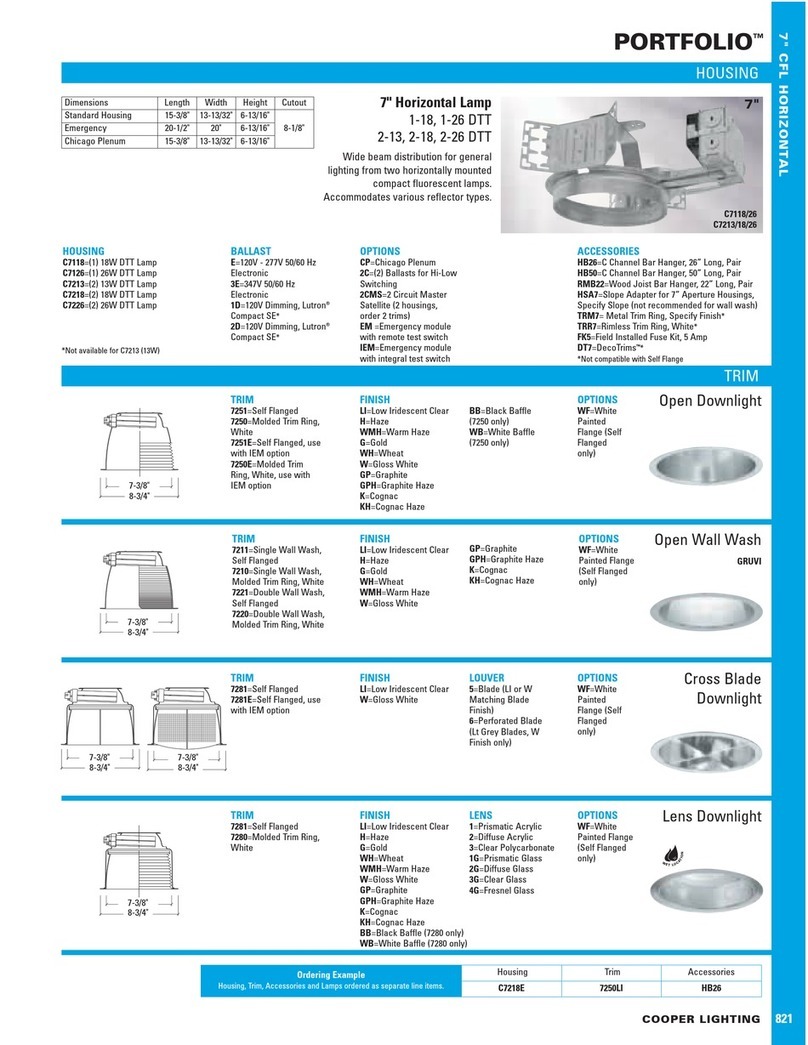 Cooper Lighting Portfolio 821 User manual
