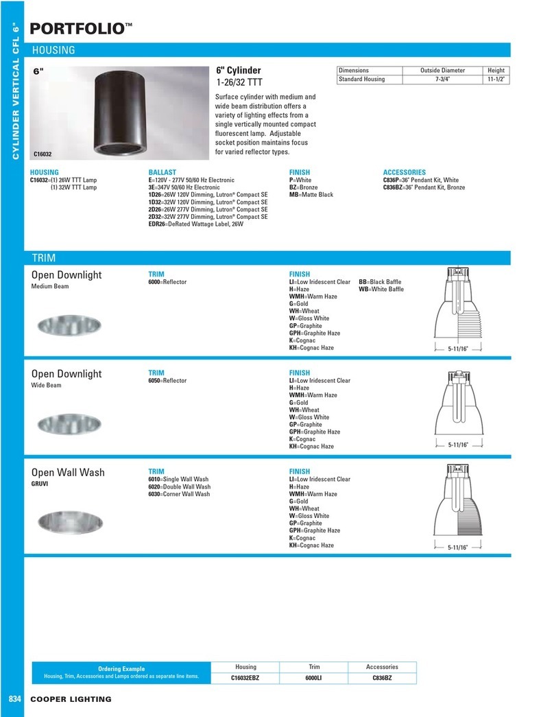 Cooper Lighting PORTFOLIO 834 User manual Cooper Lighting PORTFOLIO 834 User manual