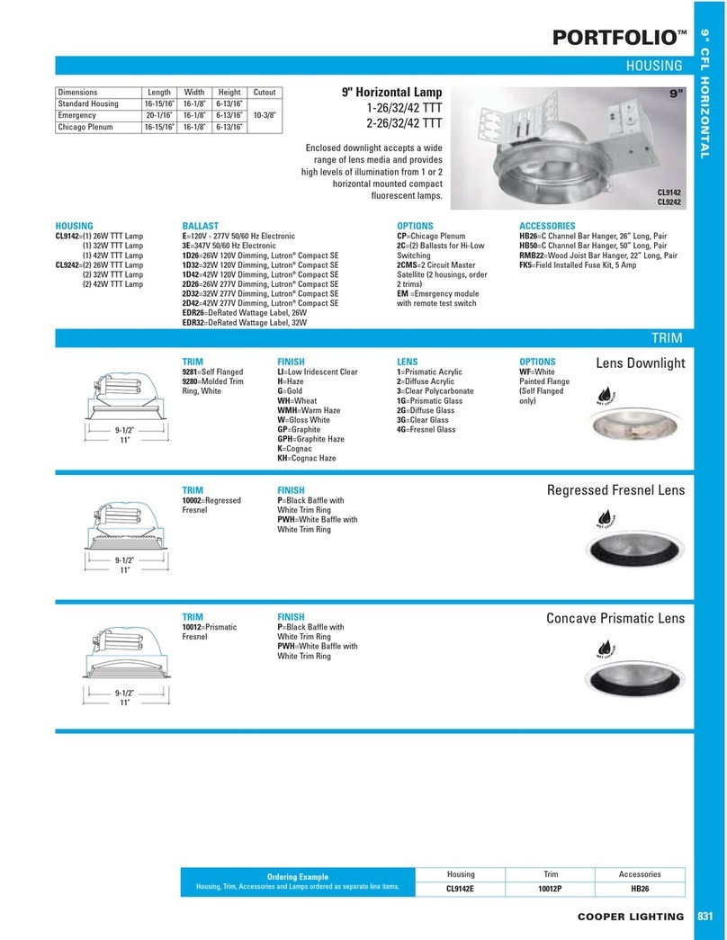 Cooper Lighting Portfolio 831 User manual Cooper Lighting Portfolio 831 User manual