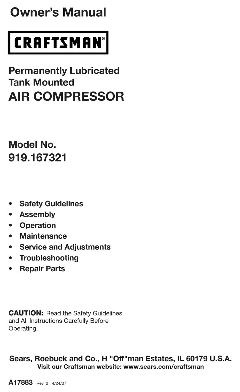Craftsman PERMANENTLY LUBRICATED TANK MOUNTED AIR COMPRESSOR... owner's manual