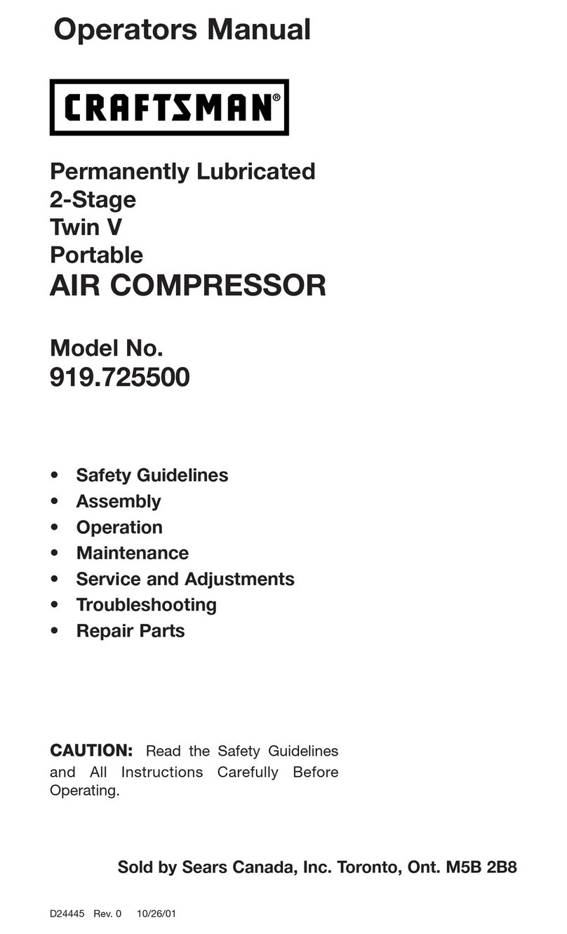 Craftsman PERMANENTLY LUBRICATED 2-STAGE TWIN V PORTABLE AIR COMPRESSOR... User manual