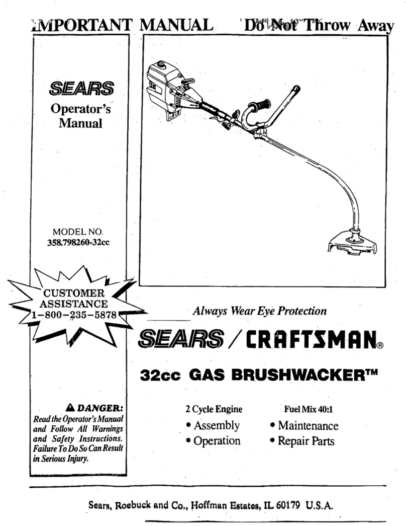 Craftsman BRUSHWACKER 358.798260-32cc Operator's manual
