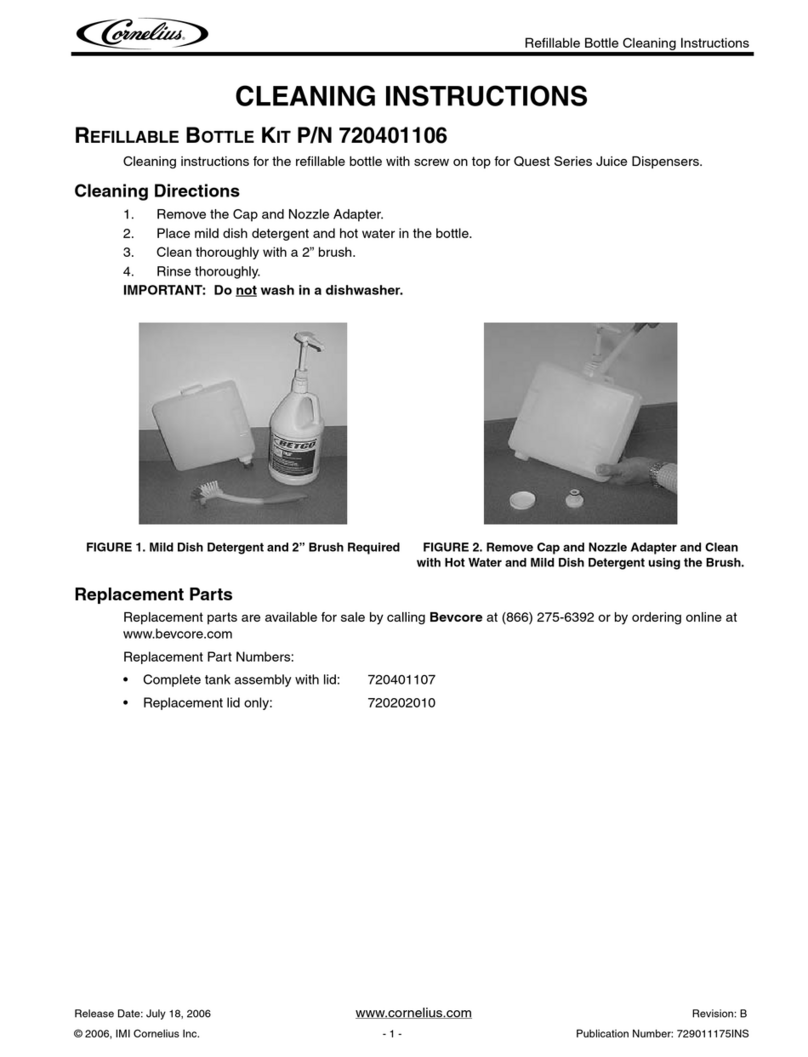 Cornelius Refillable Bottle Kit 720401106 Cleaning instructions