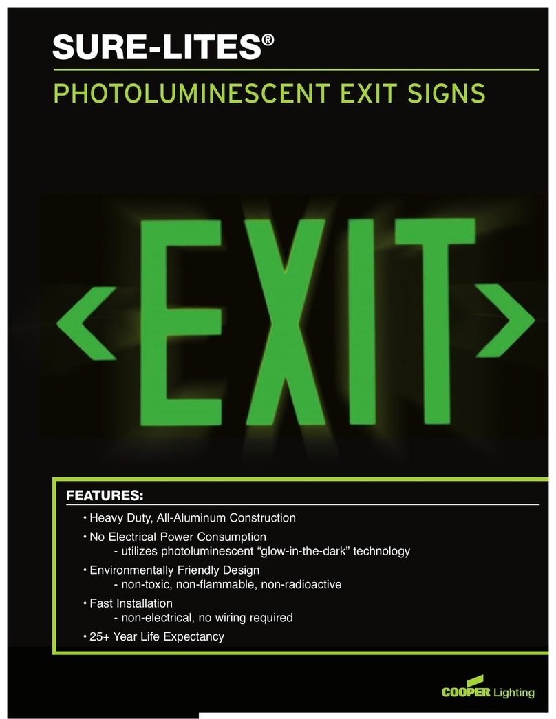 Cooper Lighting SURE-LITES Photoluminescent Exit Signs Specifications