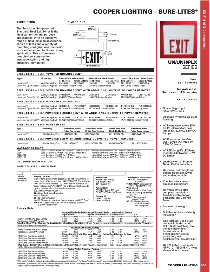 Cooper Lighting SURE-LITES UN Series User manual