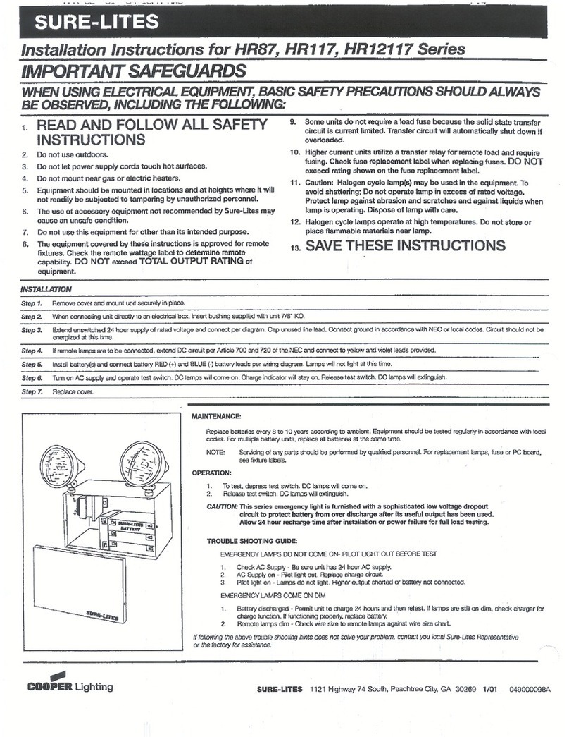 Cooper Lighting Sure Lites HR117 Series User manual
