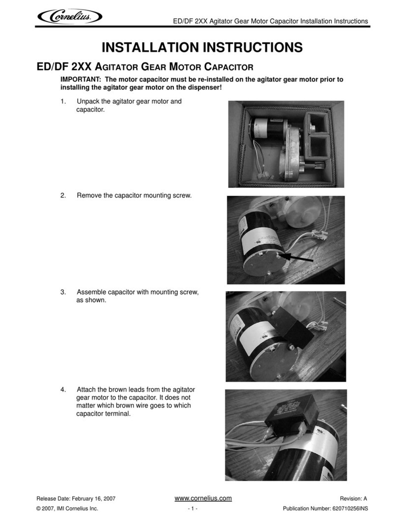 Cornelius Agitator Gear Motor Capacitor ED/DF User manual Cornelius Agitator Gear Motor Capacitor ED/DF User manual