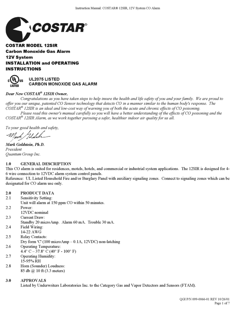 Costar 12SIR Installation and operating instructions