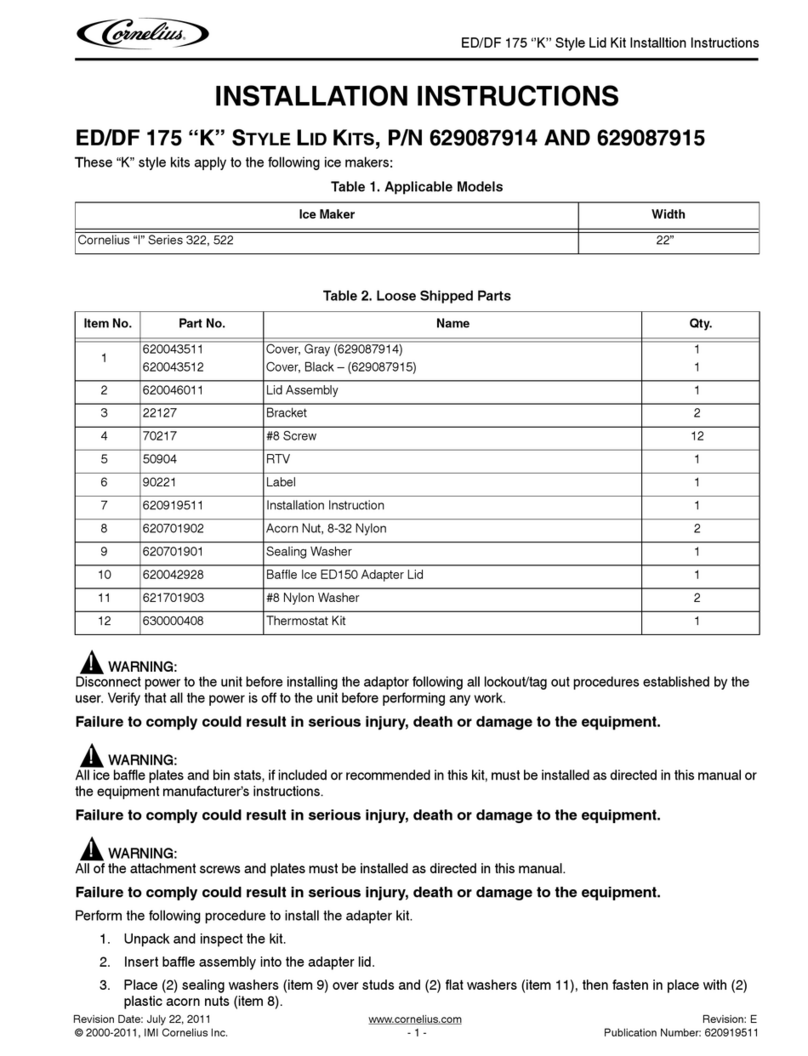 Cornelius P/N 629087914 installation instructions